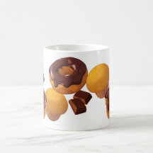 Chocolate cupcake and doughnut coffee mug