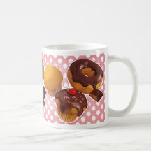 Chocolate cupcake and doughnut mug