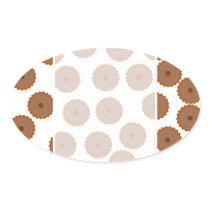 Chocolate Cupcake Pattern. Oval Stickers
