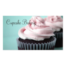 Chocolate Cupcakes Pink Vanilla Frosting Business Cards