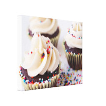 Chocolate Cupcakes Sprinkles Vanilla Frosting Stretched Canvas Print