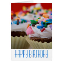 Chocolate Cupcakes with Icing and Sprinkles Greeting Cards