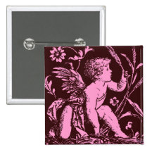 Chocolate cupid with wheat stalk vintage print buttons