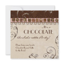 Chocolate Damask Swirl Batchelorette Party Invite