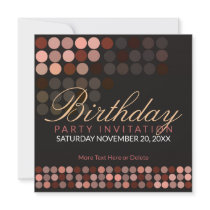 Chocolate Dots Stylish Disco Party Birthday Invita Invitations