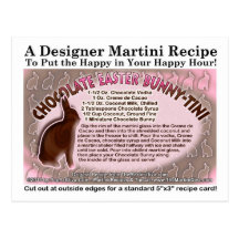 Chocolate Easter Bunny - Tini Martini Recipe Card Postcard