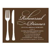 CHOCOLATE FLATWARE | REHEARSAL DINNER INVITE POSTCARD