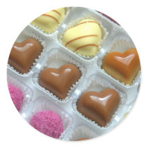 Chocolate Heart Box Round Sticker