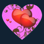 Chocolate Hearts on Pink Stickers