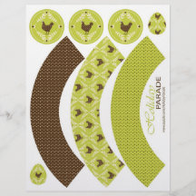Chocolate Hens Cupcake Wrappers Flyers