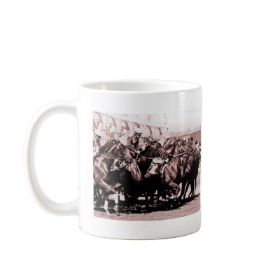 Chocolate Horse Race Coffee Mugs by DocPixel