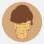 Chocolate Ice Cream Cone Round Stickers