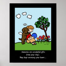 Chocolate Labrador Angel with Love Cartoon 2 Print