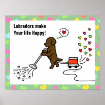 Chocolate Labrador Cartoon Posters