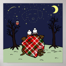 Chocolate Labrador Family and Starry Sky Posters