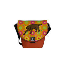 Chocolate Labrador Friendly Floral Courier Bag