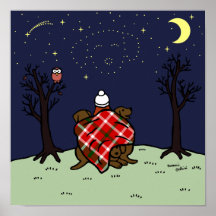 Chocolate Labrador Mom and Starry Sky Poster