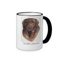 Chocolate Labrador Painted in Watercolour Mugs