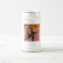 Chocolate Labrador Puppy  Beer Stein Mug