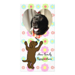 Chocolate Labrador Puppy Hug Cartoon Floral Picture Card