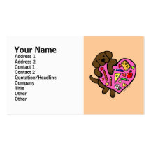 Chocolate Labrador & Teacher's Heart Cartoon Business Card