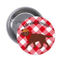 Chocolate Labrador Walking Cartoon Button