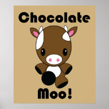 Chocolate Moo Kawaii Cow poster