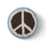 chocolate peace sign pie with whip cream, buttons