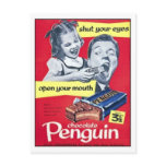 Chocolate Penguin Vintage Ad Post Card