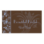 Chocolate Periwinkle Floral Scroll Business Card