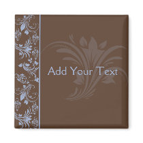 Chocolate Periwinkle Floral Scroll
