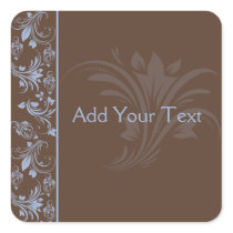Chocolate Periwinkle Floral Scroll