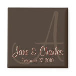 Chocolate & Pink Monogram • Save the Date Magnet
