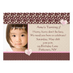 Chocolate Pink Photo Birthday Invitation