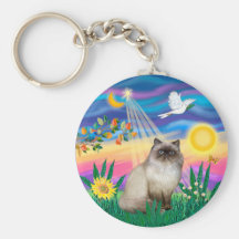 Chocolate Point Himalayan Cat  - Twilight Keychain