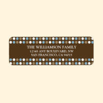 Chocolate Polkadots Return Address Labels (blue) labels
