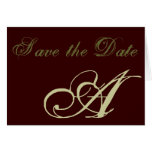 Chocolate Save the Date Monogram A Card