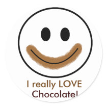 Chocolate Smiley Face "I really LOVE Chocolate!" Sticker