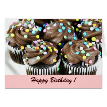 chocolate sprinkle cupcake - happy birthday card