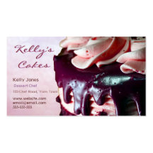 Chocolate Strawberry Cream Cake Pink Business Card