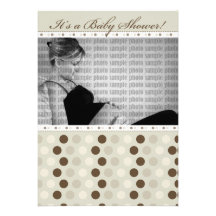 Chocolate Taupe Dots Baby Shower Invitation