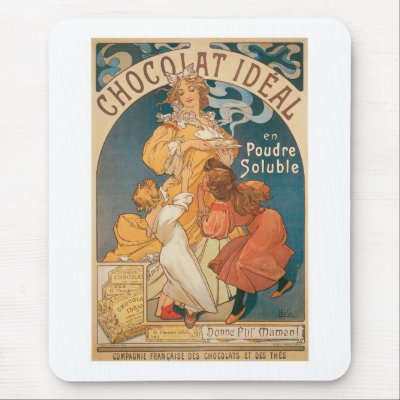 Chocolate ~ Vintage Hot Chocolate Drink Ad Mousepads by redwingshoppe