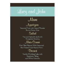 chocolate Wedding Menu Cards Post Card