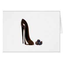 Chocolates and stiletto shoe greeting card