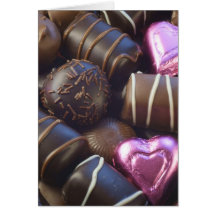 chocolates with pink foil cards
