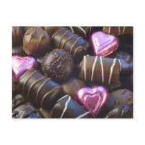 chocolates with pink foil postcard