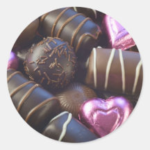chocolates with pink foil stickers