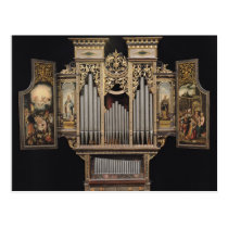 Choir organ with open panels postcards