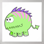 chompy spikey green pet monster print