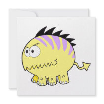 chompy spikey yellow pet monster invitation